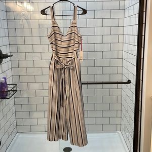 Elle medium blue and white stripe cropped romper nwt